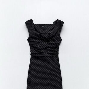 Zara Black and White Striped Mini Dress